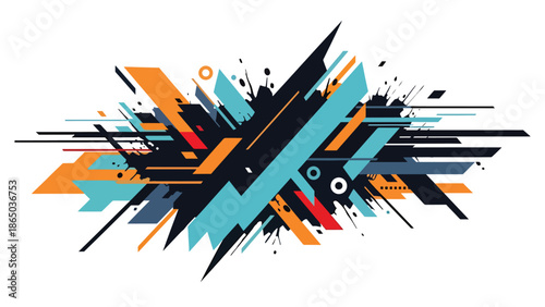 Street mural inspired vector illustration expressing urban culture through abstract shapes, motion, and contrast, clean flat design perfect for modern posters and digital wallpapers