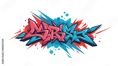 Graffiti-style urban mural vector with strong diagonal movement, layered shapes, and energetic composition, flat design suitable for bold posters, wallpapers, and fashion graphics