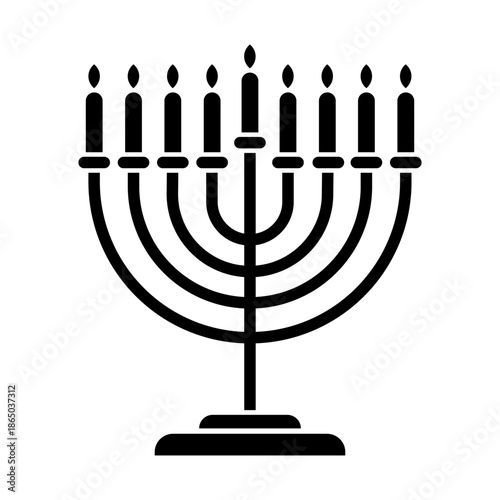 Hanukkah Menorah Silhouette Illustration – Jewish Holiday Symbol