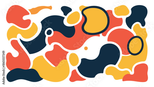 Large-format urban mural vector illustration with decorative abstract forms, flowing contours, and bold outlines filling the frame, modern graffiti-inspired style for commercial design use