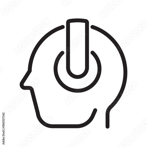 Power Button Head Icon – Human Profile On Off Symbol