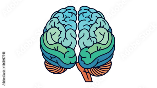 Abstract illustration of the human brain, symbolizing thoughts, ideas, and cognitive processes in a stylized, modern art style