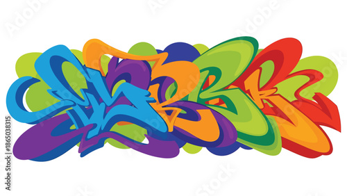 Graffiti-style urban mural vector artwork with expressive curves, bold contrasts, and balanced negative space, flat design suitable for professional commercial and editorial use