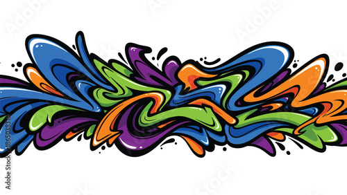 Graffiti-style urban mural vector artwork with expressive curves, bold contrasts, and balanced negative space, flat design suitable for professional commercial and editorial use