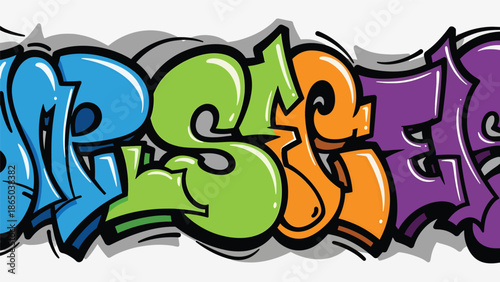 Graffiti-style urban mural vector artwork with expressive curves, bold contrasts, and balanced negative space, flat design suitable for professional commercial and editorial use