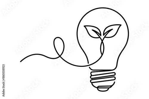 An innovative glass light bulb vector illustration symbolizes a bright business idea and energy solution through a modern electric lamp icon