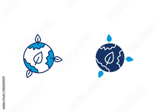 Green Earth Icon Set Multiple Style Collection