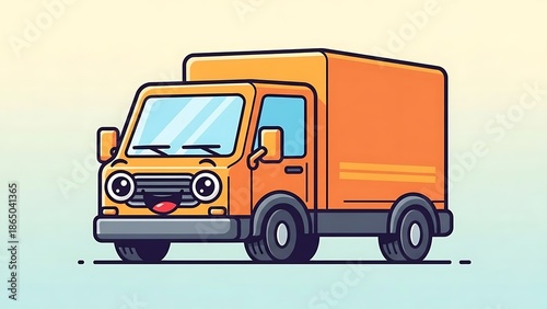 Wallpaper Mural Orange Delivery Truck Illustration on Gradient Background. Torontodigital.ca
