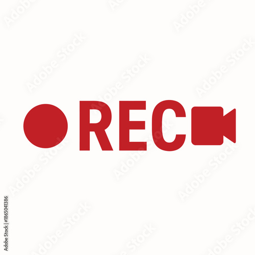  Recording Sign Icon – Red Camera Video Recording Symbol, REC Icon with White Background