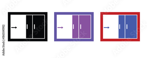 Sliding door icon vector set, colorful sliding door icons vector set in trendy flat style illustration isolated on white background.