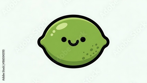 Smiling Cartoon Lime on White Background.