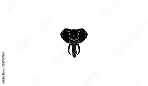 Minimal Elephant Silhouette Head Logo Vector