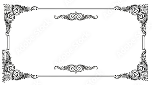 Elegant Vintage Ornamental Rectangle Frame Border isolated white background
