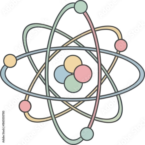 Abstract Atomic Structure Illustration with Orbitals and Nucleus Elements for Scientific