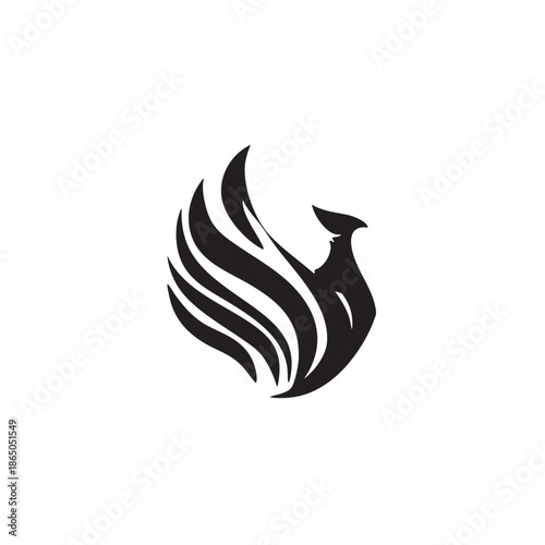 Stylized graphic depiction of a mythical fire bird facing right with flowing wing elements