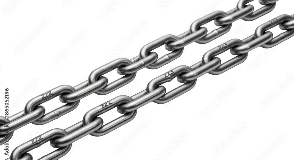 Obraz premium Two Metal Chains Interlinked steel connection