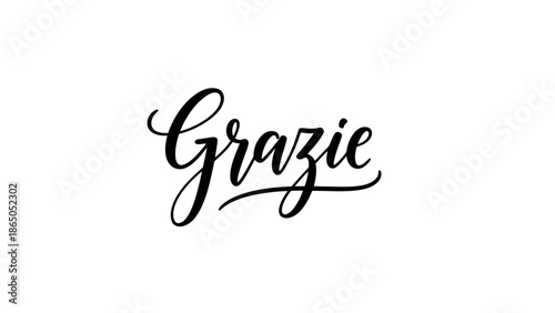 Elegant Grazie Calligraphy on White Background, conveying gratitude and appreciation