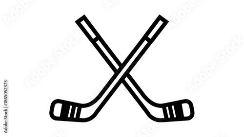 Crossed Ice Hockey Sticks Sport Equipment Isolated White Background