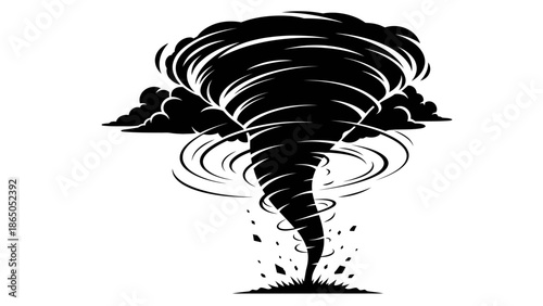Powerful Tornado Hurricane Storm Natural Disaster Isolated White Background