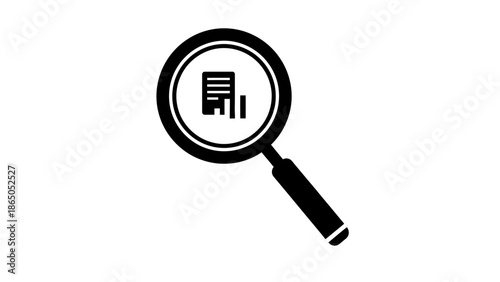 Magnifying Glass Searching Document Icon Isolated White Background