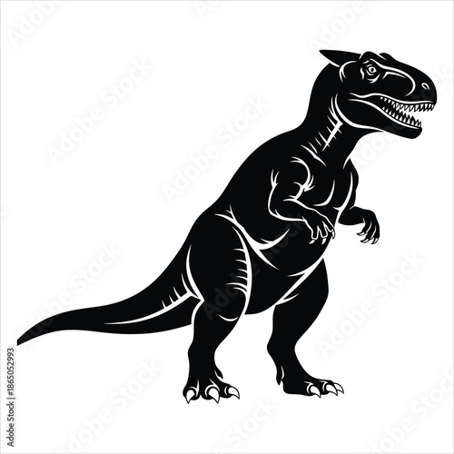 Silhouette of a Tyrannosaurus Rex dinosaur on white background