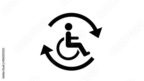 3D blue internet button featuring a vector illustration of a handicap accessibility symbol and anchor icon for disabled person medical help