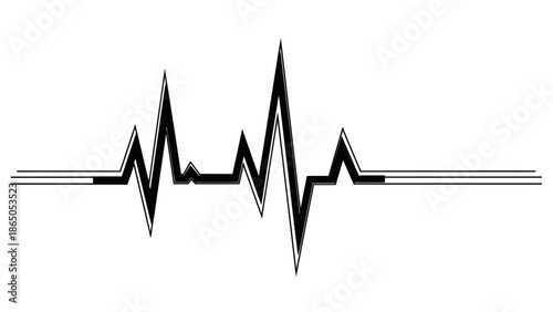 Electrocardiogram (ECG/EKG) Heartbeat Waveform Design, isolated white background