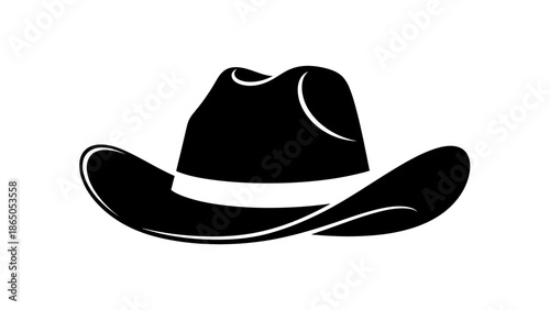 Traditional Western Cowboy Hat Outline, isolated white background