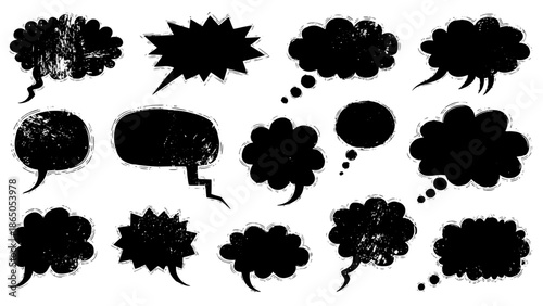 Distressed Speech Bubbles and Thought Bubbles Vector Graphic Illustration