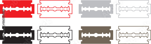  Razor Blade Icon Set – Shaving Tool Silhouettes and Minimalist Barber Grooming Vector Elements