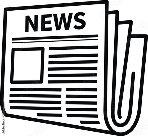 Stacked newspaper news icon in bold outline style for media journalism headlines and information design