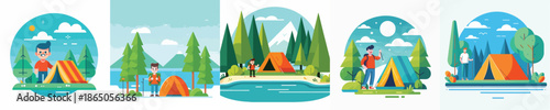 Vector Illustration of a Man Camping Outdoor Vibes