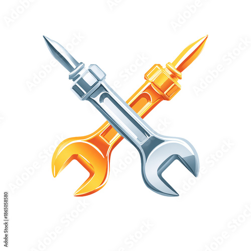 Crossed Wrench and Screwdriver PNG