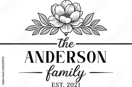 Family name monogram svg, family Monogram letter, Monogram alphabet, Split monogram floral frame, decorative letters, Custom Editable Family name SVG