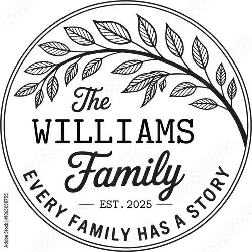 Family name monogram svg, family Monogram letter, Monogram alphabet, Split monogram floral frame, decorative letters, Custom Editable Family name SVG