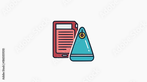 Illustration of a document and a tag icon, symbolizing information and identification