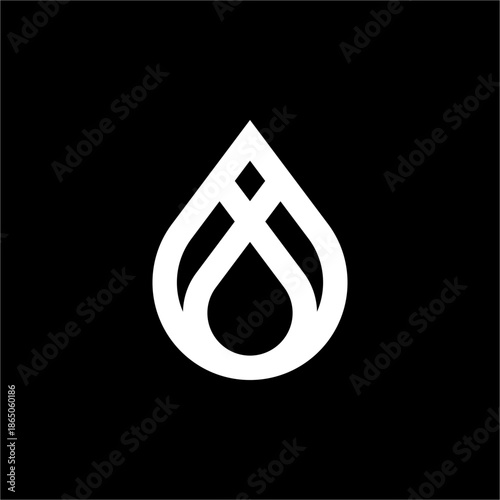 Sleek, continuous line water drop logo. Symbolizes purity & vitality for luxury beverages, clean energy, or cosmetic brands.