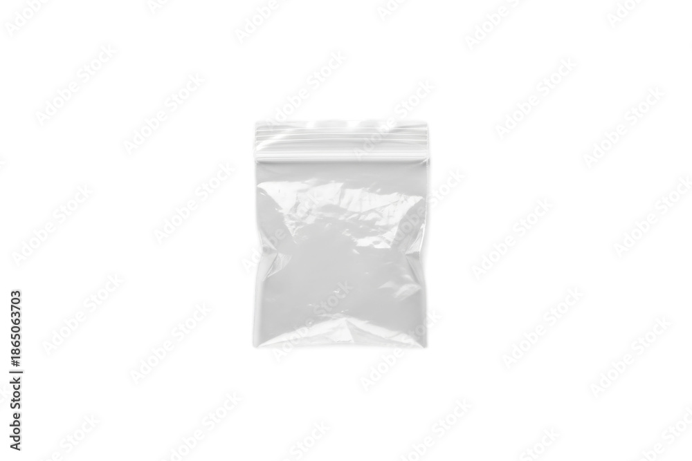 Naklejka premium A single plastic bag with a zip closure centered on a plain surface minimalistic design