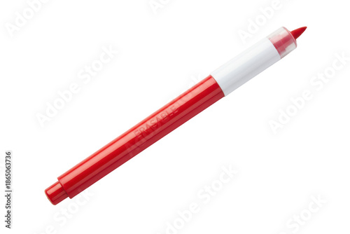 A single red erasable pencil casting a subtle shadow on a monochromatic red surface