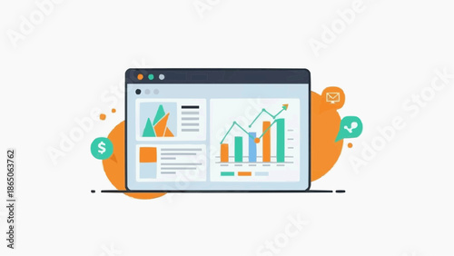 Web browser interface displaying interactive business analytics, financial data charts, and performance dashboards for strategic insights and growth tracking