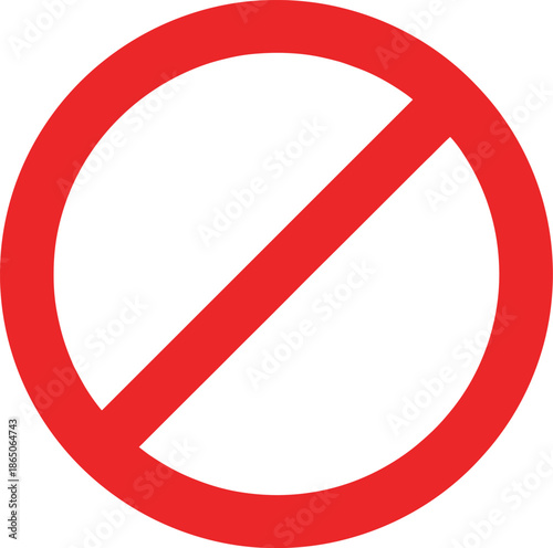 Free Download Universal Prohibition Symbol Red Circle with Diagonal Line Flat Vector Illustration for Warning, Restriction, and Safety Design - GFXLoad