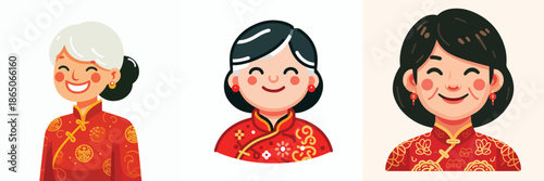 vector of a grandfather happy in Chinese New Year clothes