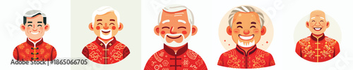 vector of a grandfather happy in Chinese New Year clothes