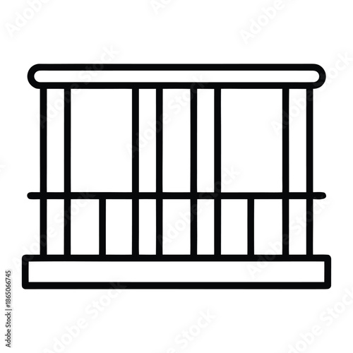 Building Balcony Outline Icon - Residential Architecture Exterior Vector Design