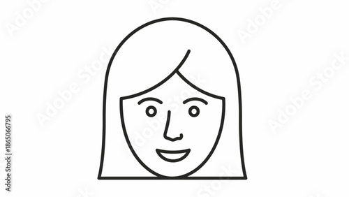 Minimalist Line Art Drawing of a Woman's Face with a Friendly Expression.