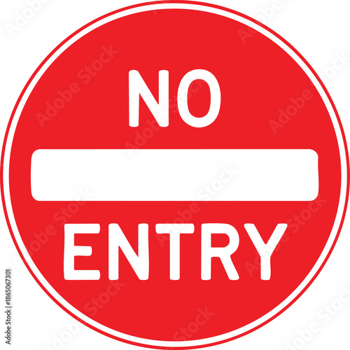 No Entry Traffic Sign With Red Circle And White Bar Road Restriction Symbol