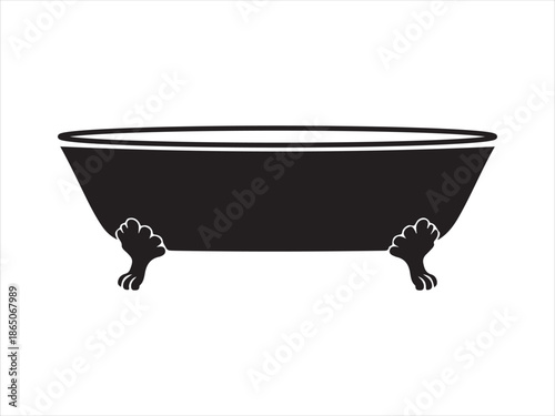 Black silhouette of a clawfoot bathtub on a white background clawfoot tub