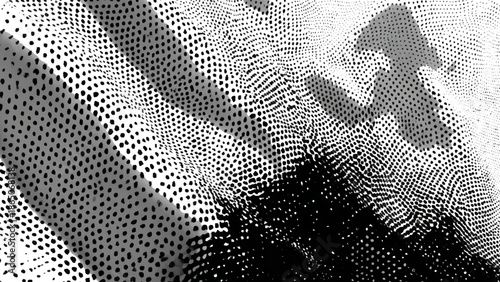 Halftone dots pattern with gradient effect on white