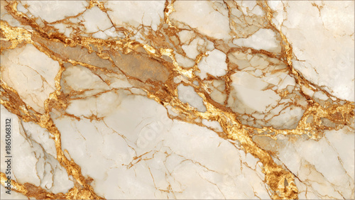 Luxurious white marble texture with gold veins pattern