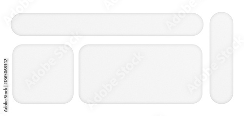 Modern liquid glass UI Elements Set. Glossy Frames Isolated on Transparent Background for Website and App Design